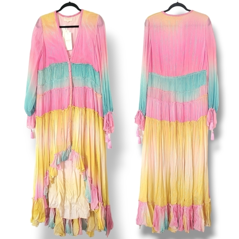 ROCOCO SAND Maxi Dress Summer Sequin Pastel High-Low Dress Ombre Bloggers Fave - Picture 9 of 16